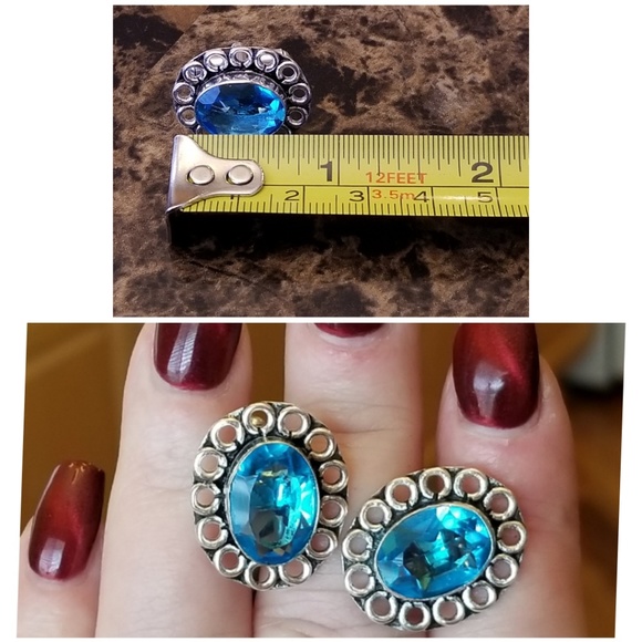 Genuine, Blazing Blue Topaz Cufflinks - Picture 4 of 4